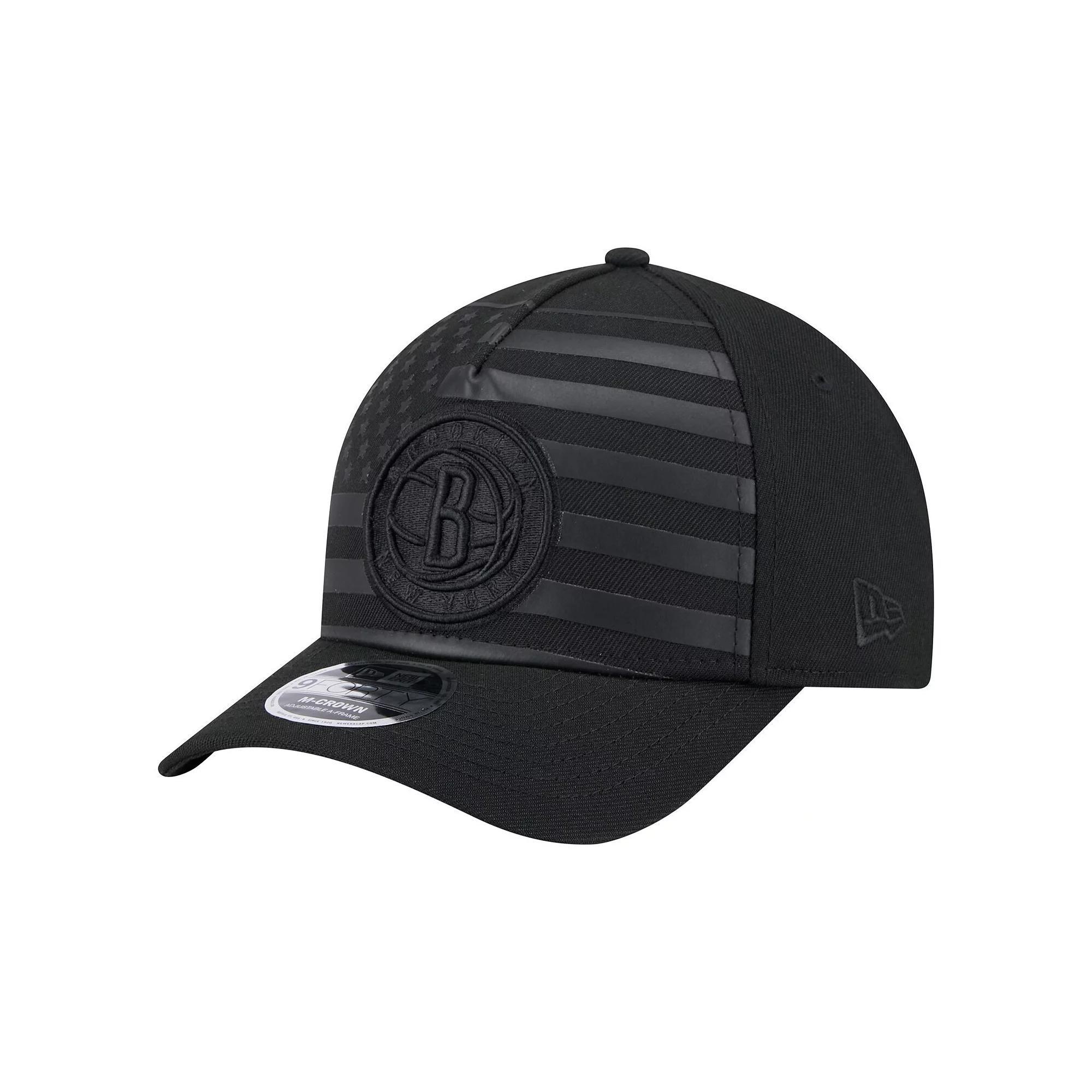 Men's New Era  Black Brooklyn Nets Game Day Flag A-Frame 9FORTY Adjustable Hat Product Image