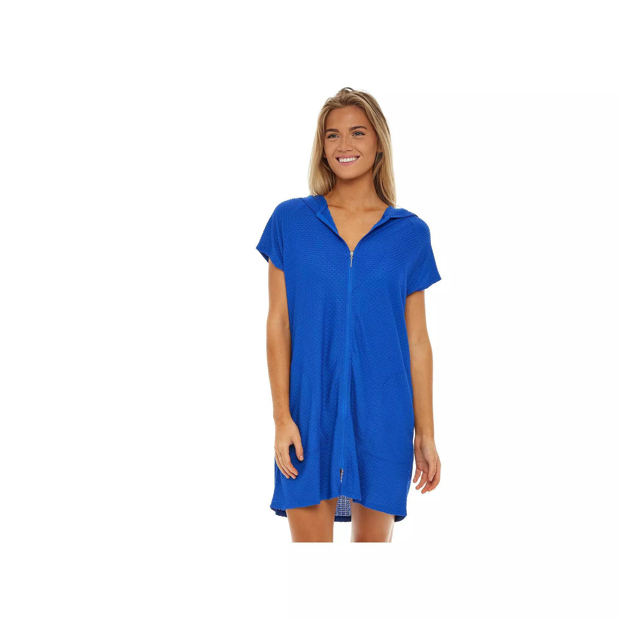 Womens Jordan Taylor Zip-Front Waffle-Weave Swim Cover- Product Image