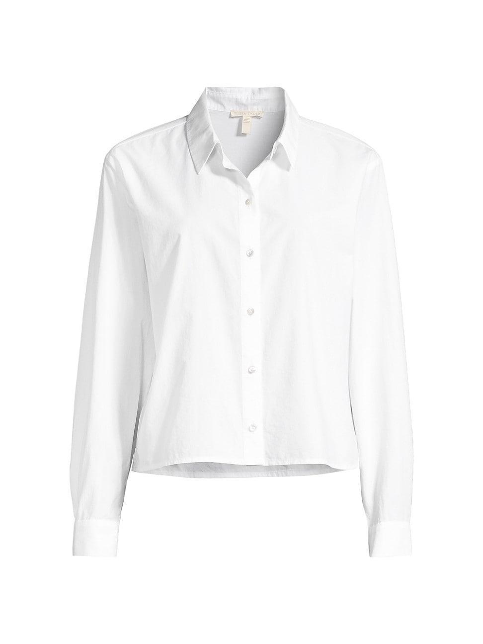 Womens Button-Up Crop Shirt Product Image
