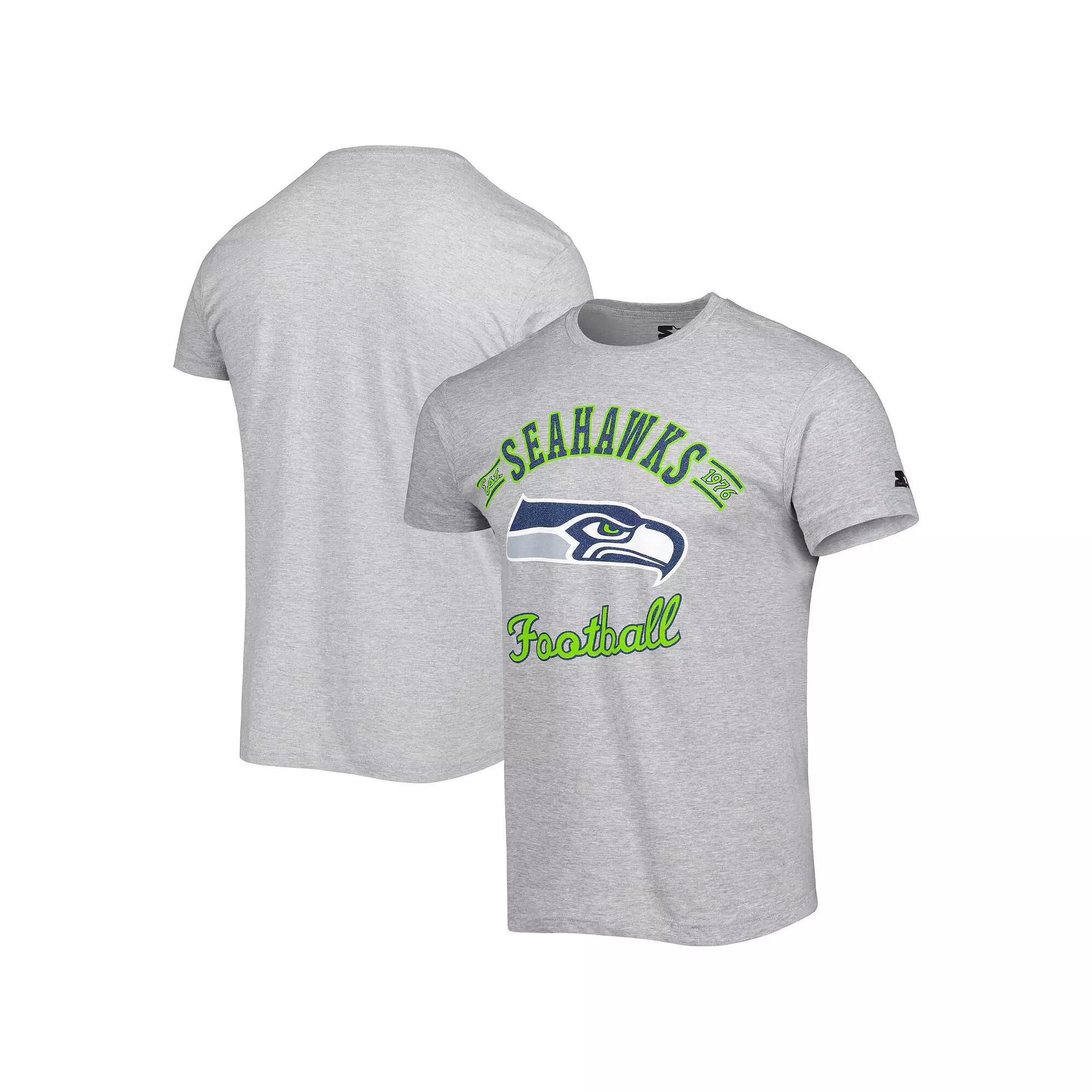 Men's Starter Heathered Gray Seattle Seahawks Prime Time T-Shirt, Size: XL, Grey Product Image