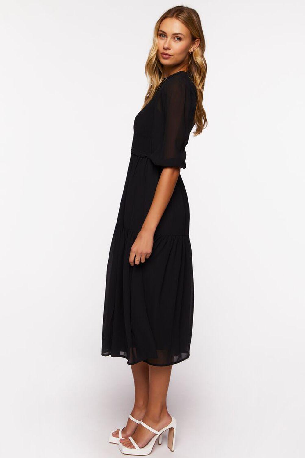 Smocked Chiffon Peasant-Sleeve Dress | Forever 21 Product Image