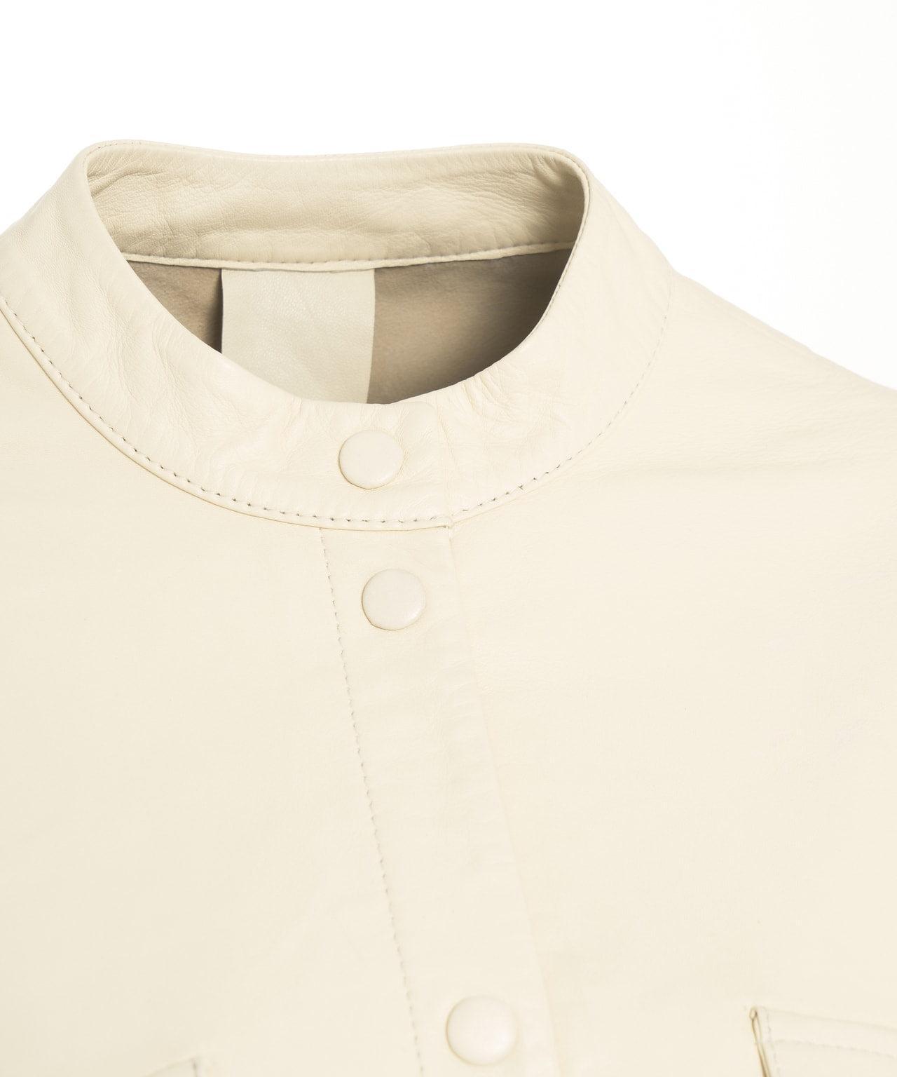 Leather jacket with drawstring Product Image