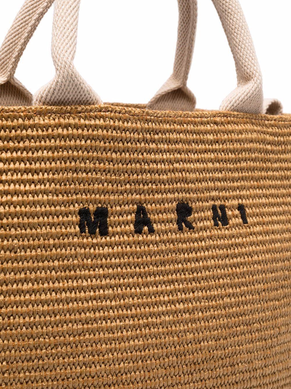logo-lettering raffia tote bag Product Image
