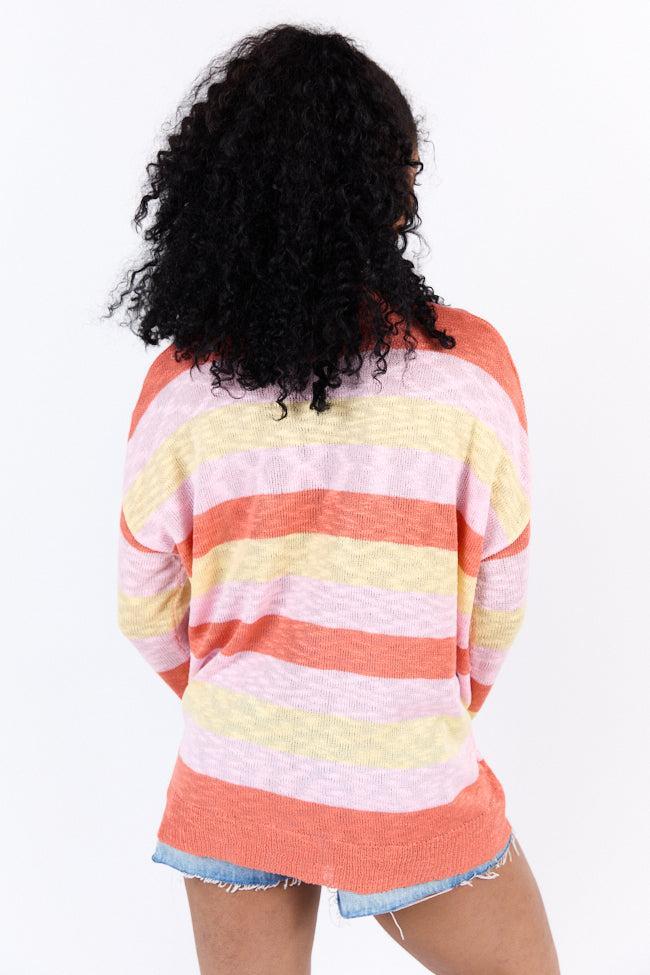 Sunset Chaser Yellow Multi Striped Lightweight Sweater FINAL SALE Product Image