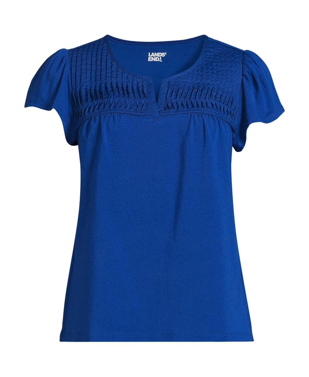 Women's Lands' End Lightweight Jersey Top, Size: Large, White Purple Product Image