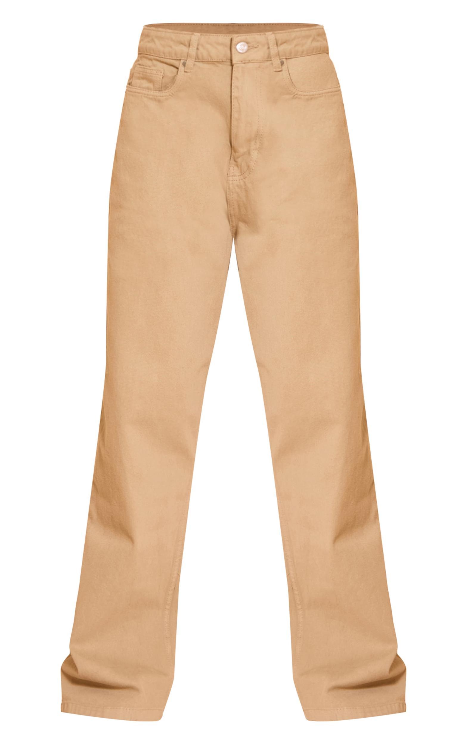 Washed Khaki Mid Rise Wide Leg Jeans Product Image