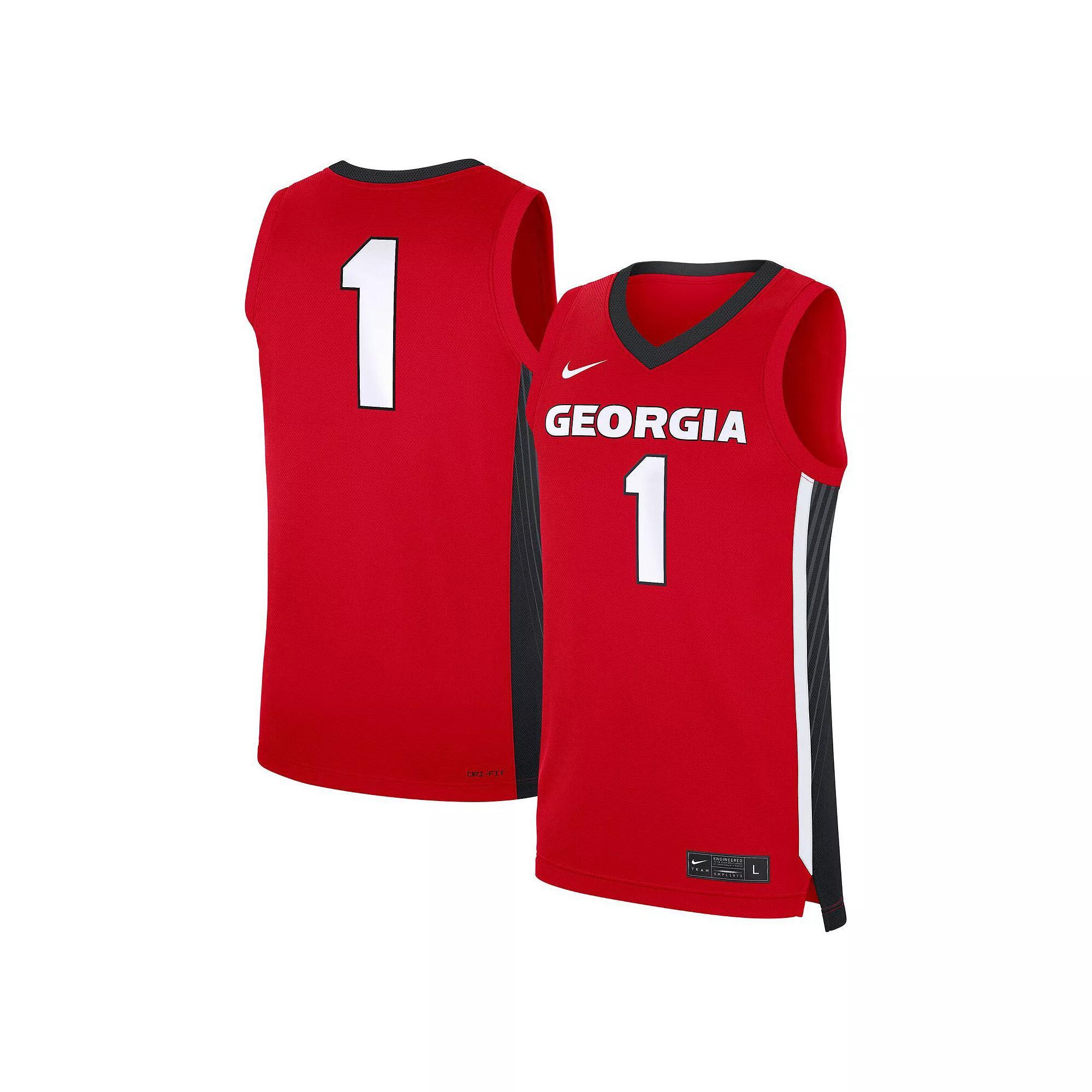 Men's Nike #1 Red Georgia Bulldogs Road Replica Jersey, Size: 2XL Product Image