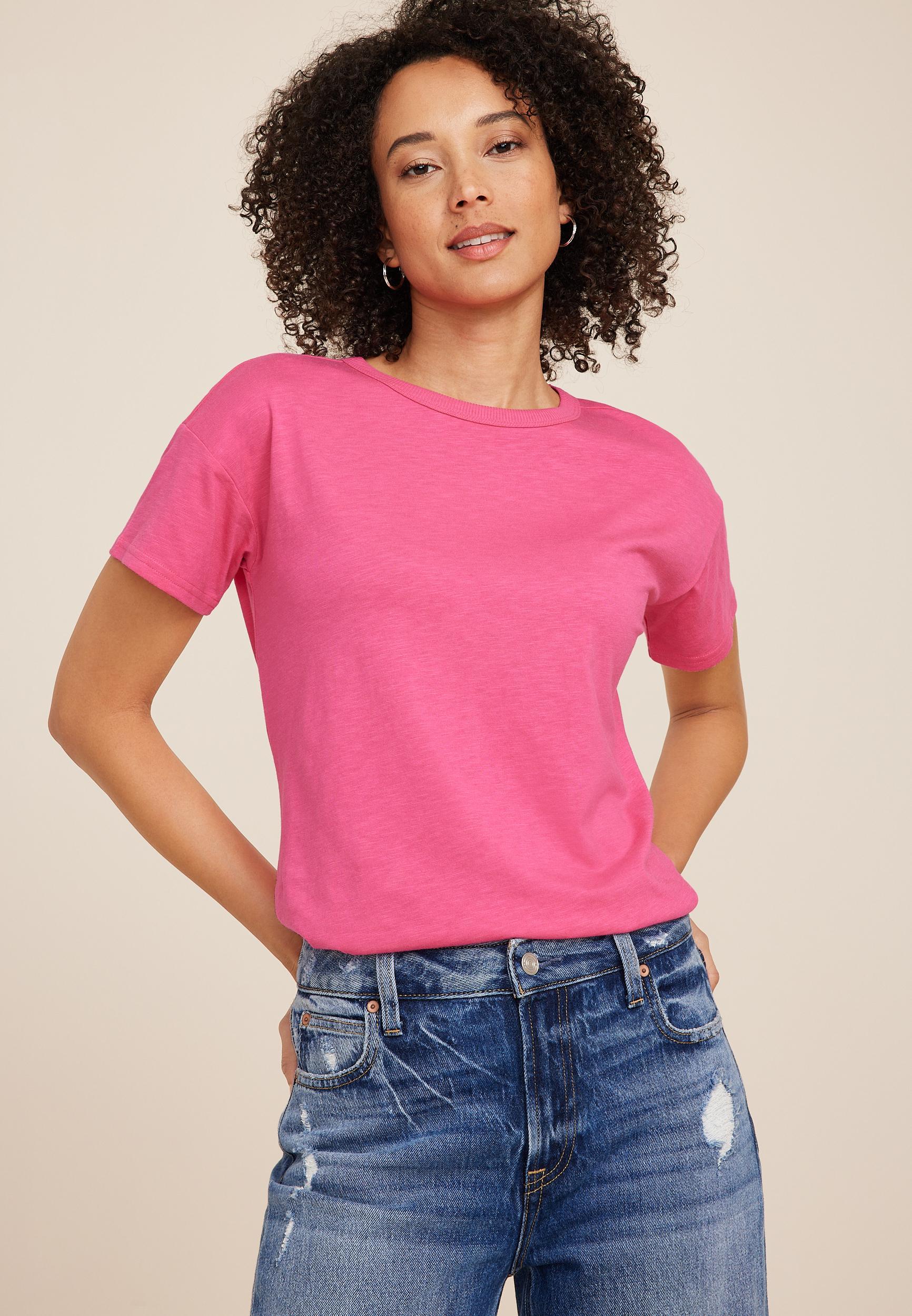Maurices Womens XX Large Size 24/7 Dawson Crew Neck Tee Red Product Image
