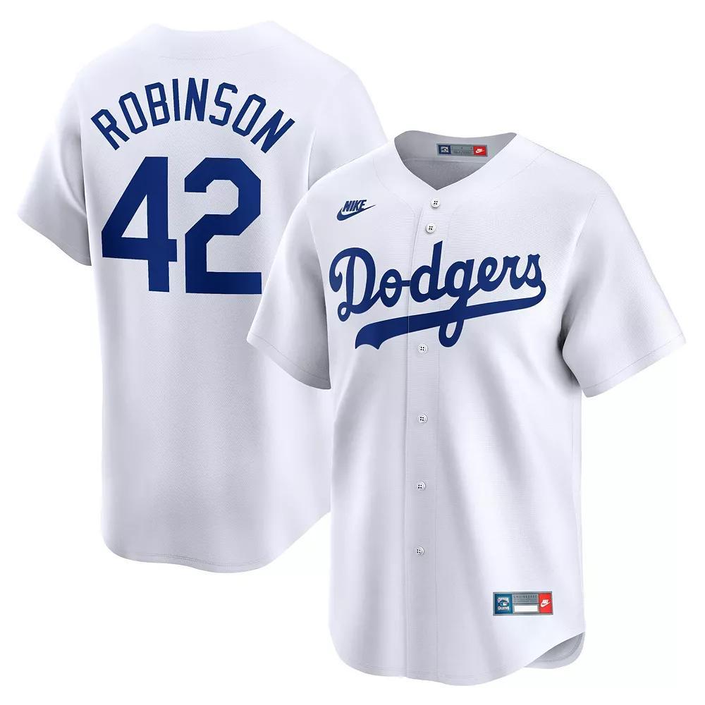 Men's Nike Jackie Robinson White Brooklyn Dodgers Throwback Cooperstown Collection Limited Jersey, Size: Large, Mlb White Product Image
