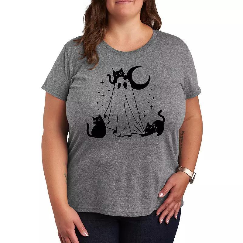 Plus Size Ghost and Cats Graphic Tee, Womens Product Image