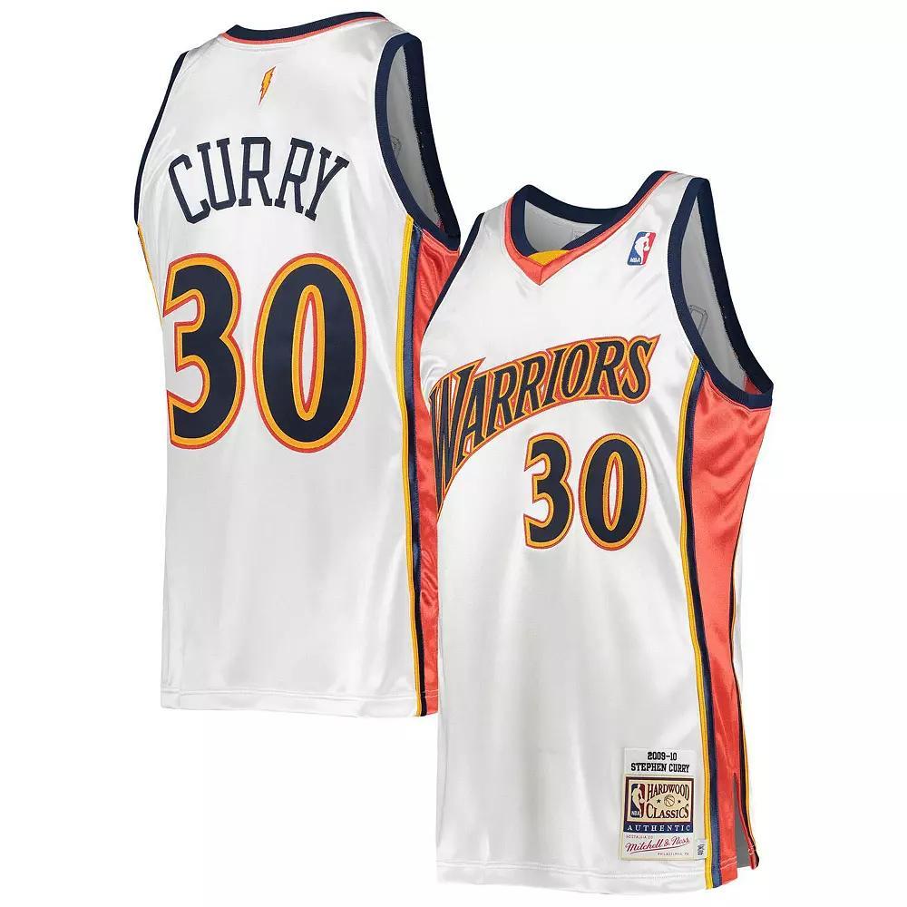 Men's Mitchell & Ness Stephen Curry White Golden State Warriors 2009-10 Hardwood Classics Authentic Player Jersey, Size: 2XL Product Image