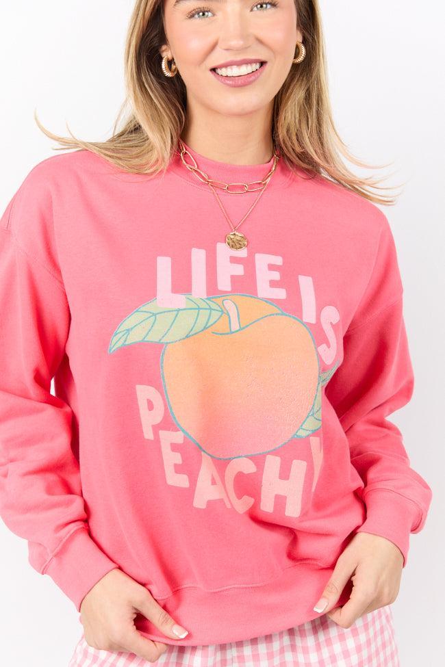 Life Is Peachy Light Red Graphic Sweatshirt Product Image