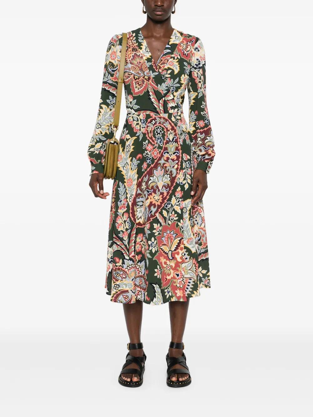 floral crepe wrap midi dress Product Image