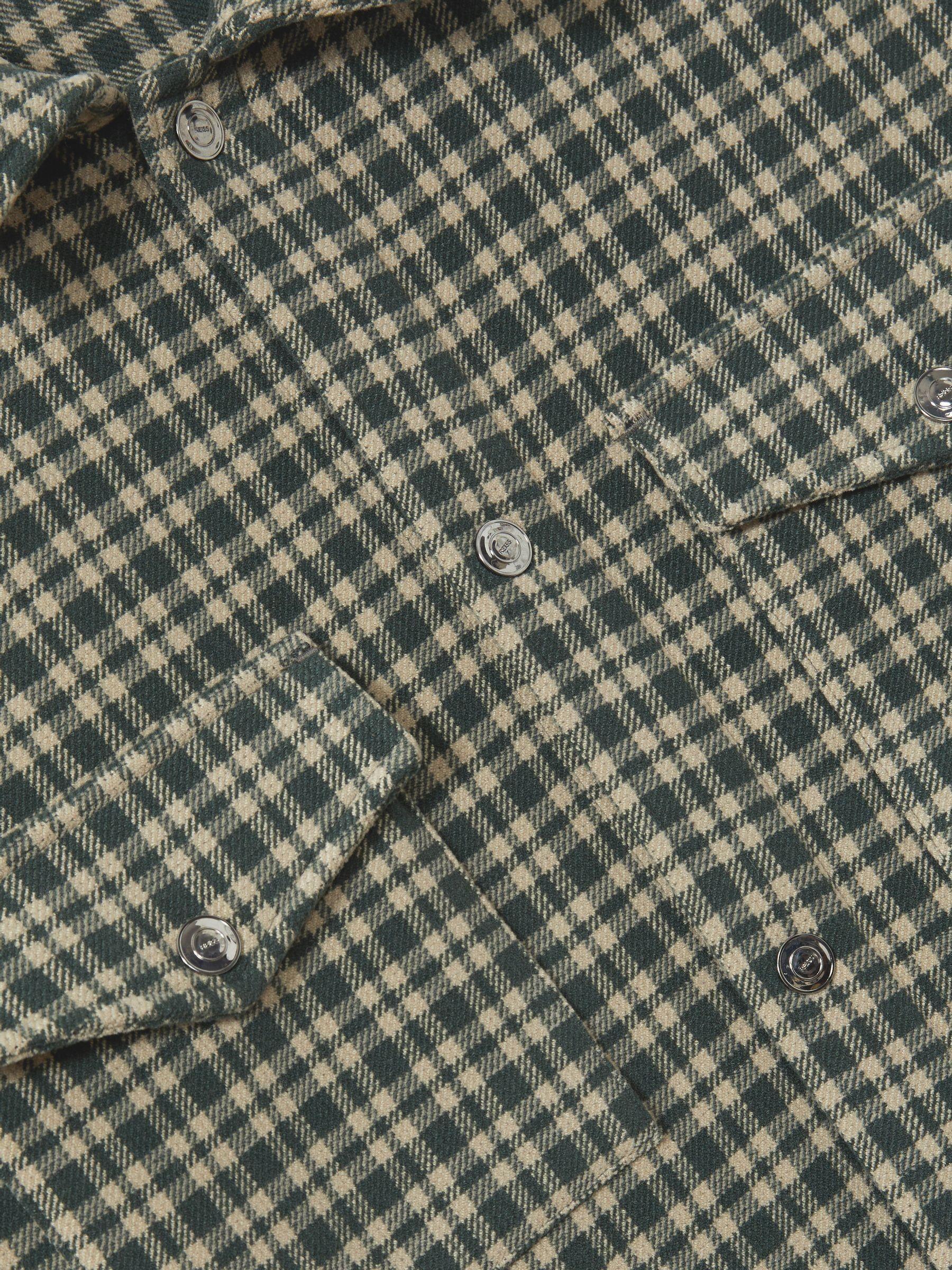 Check Patch-Pocket Overshirt in Green Product Image
