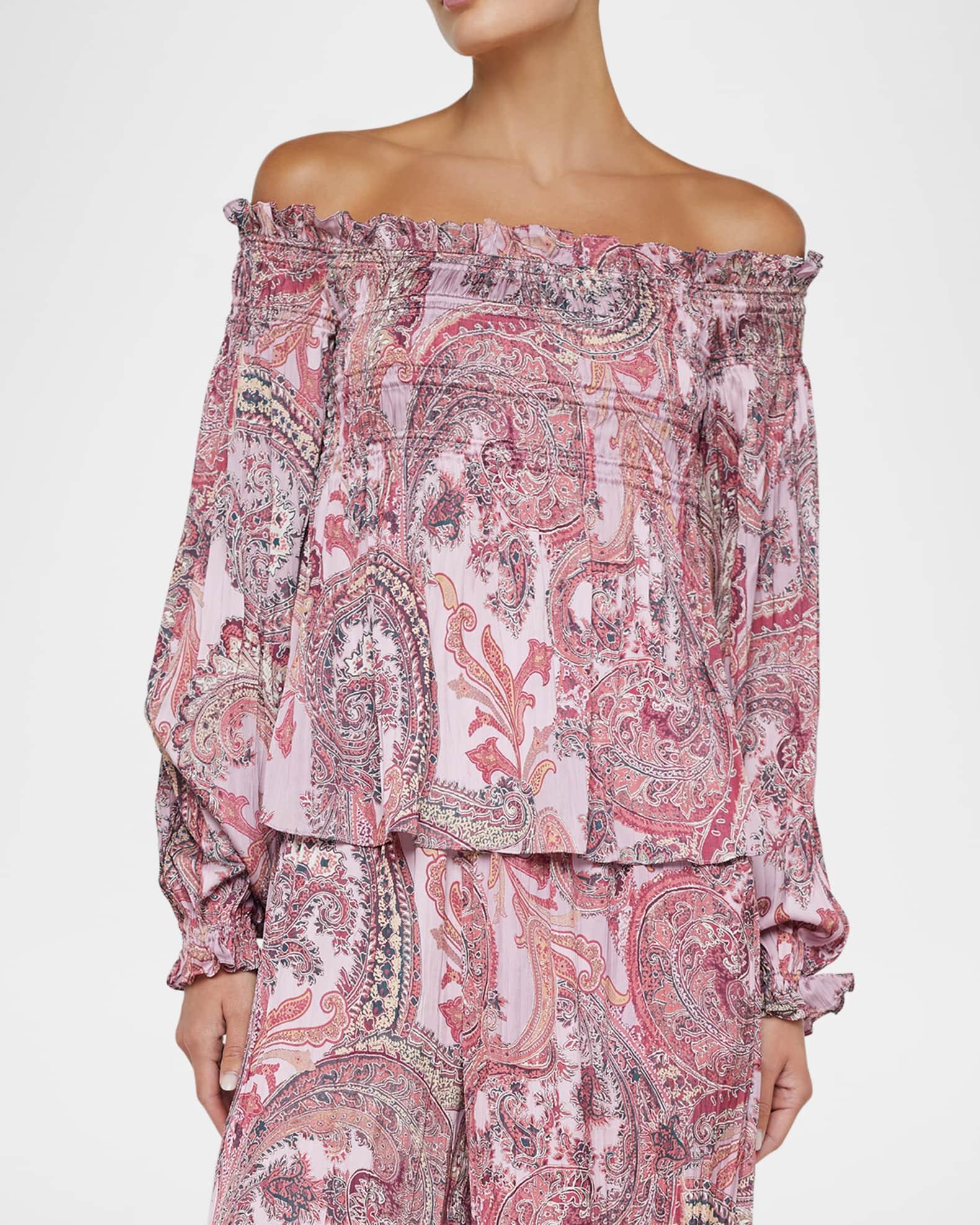Ariela Paisley Off-Shoulder Blouse Product Image