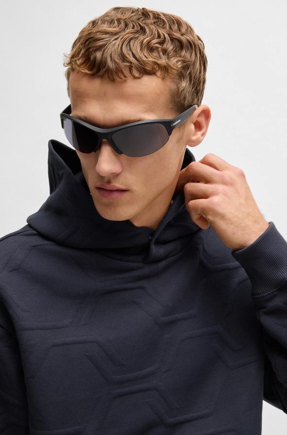 Boss Relaxed-Fit Hoodie with Hexagonal Quilting Product Image