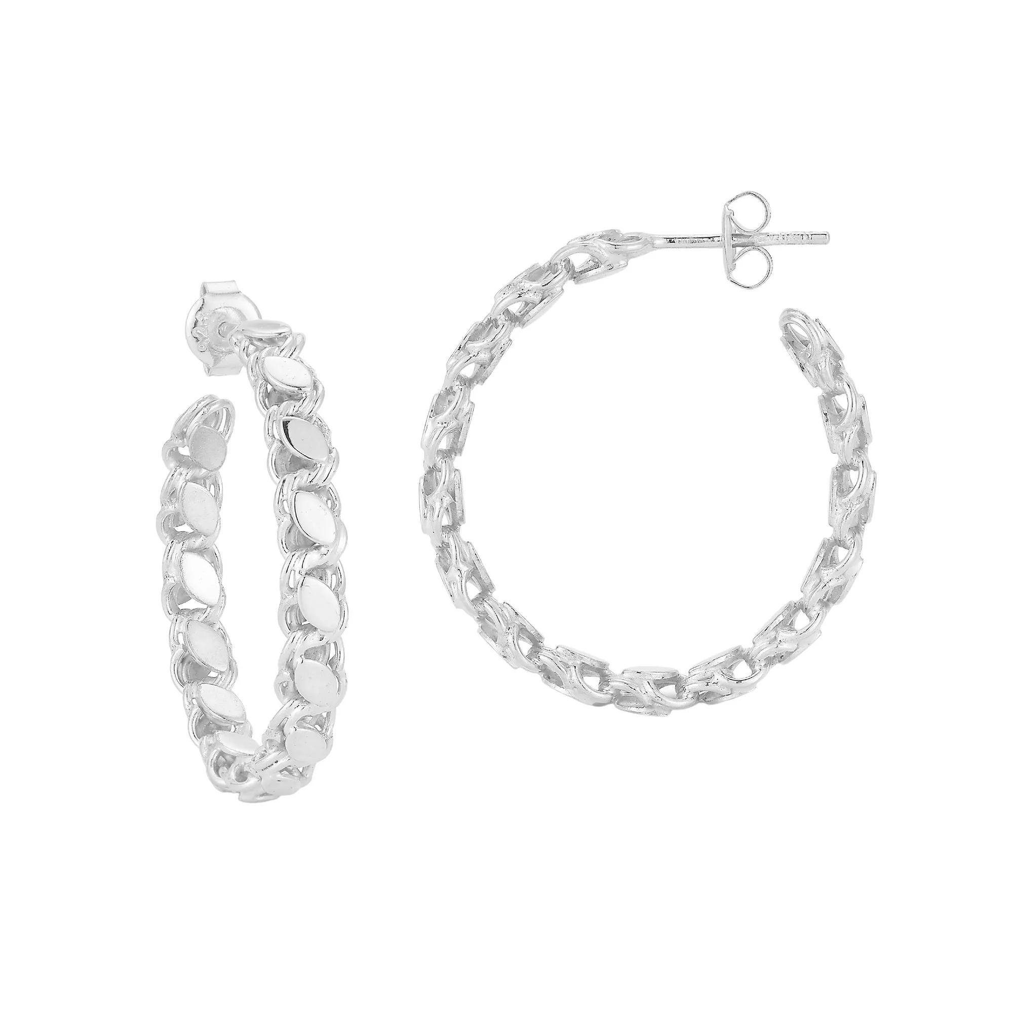 Sunkissed Sterling 14k Gold Over Silver Textured Large Hoop Earrings, Women's, Silver Tone Product Image