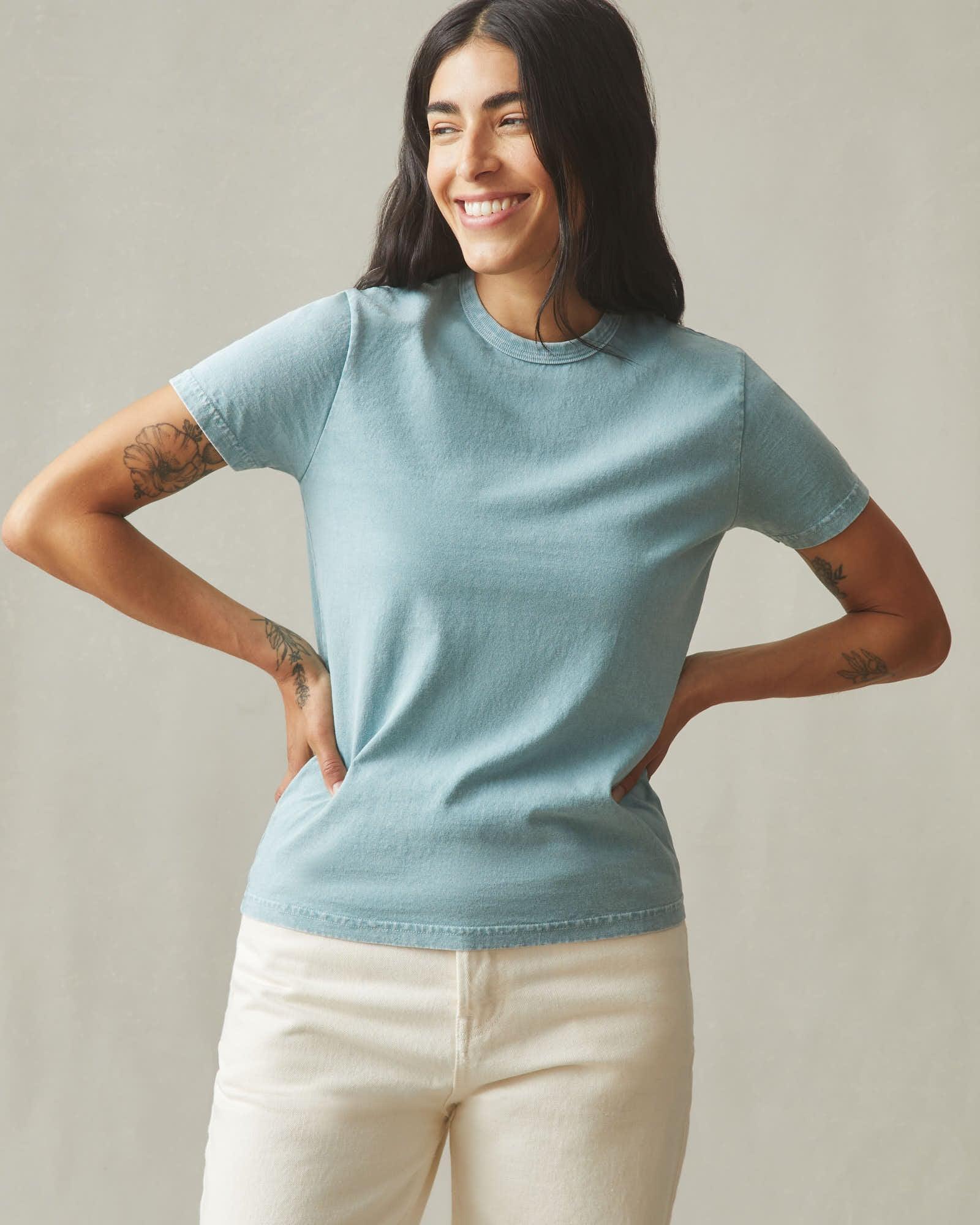 Women's Vintage Crew Tee - Mineral Wash Blue Mineral Product Image