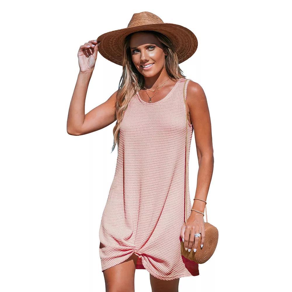 Women's Cupshe Sleeveless Hem Twist Mini Cover-Up Swim Dress, Size: XS, Pink Product Image