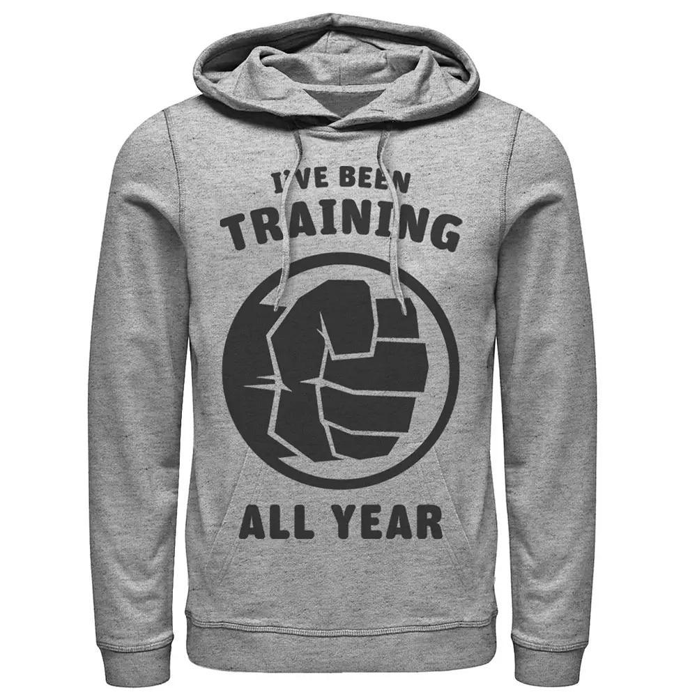Men's Marvel Avengers Hulk I've Been Training All Year Logo Hoodie, Size: Medium, Athletic Grey Product Image