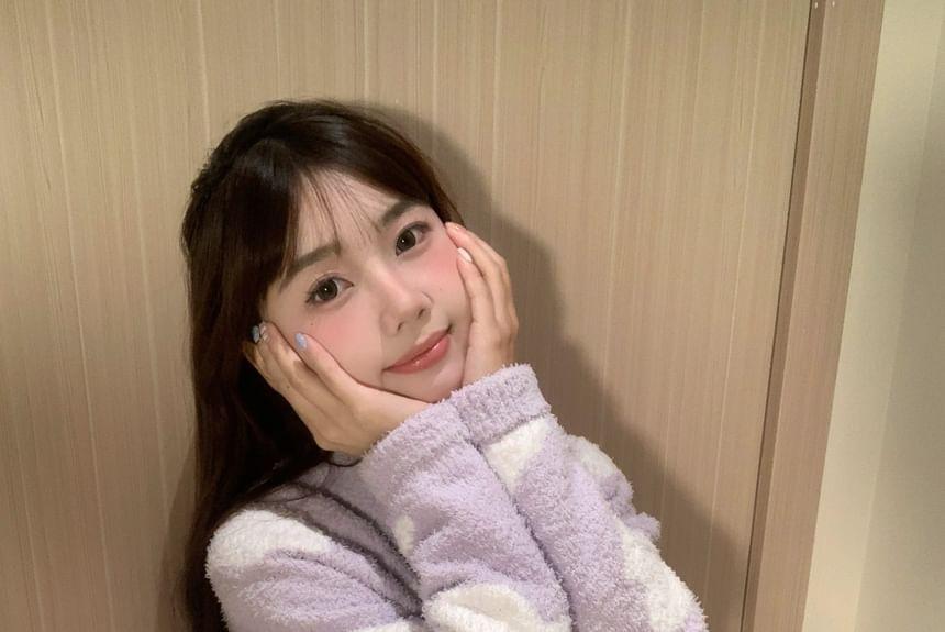 Pajama Set: Crewneck Cloud Jacquard Sweater + Pants Product Image