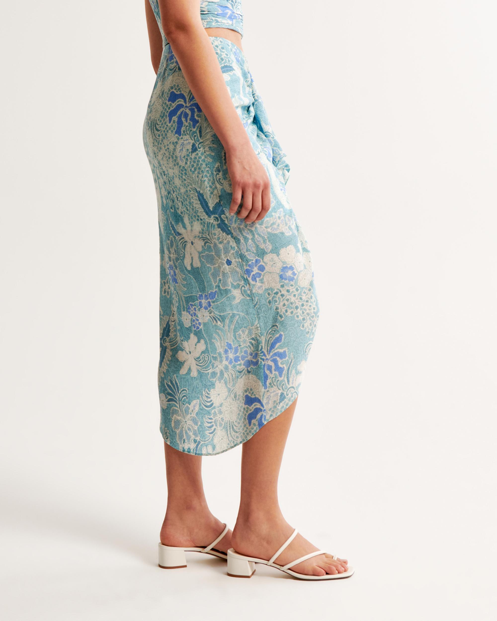 Ruched Flowy Midi Skirt Product Image
