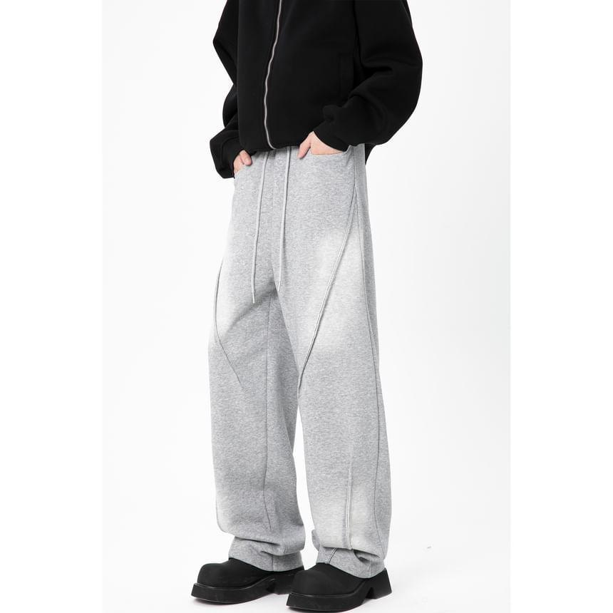Drawstring Waist Washed Straight Leg Sweatpants Product Image