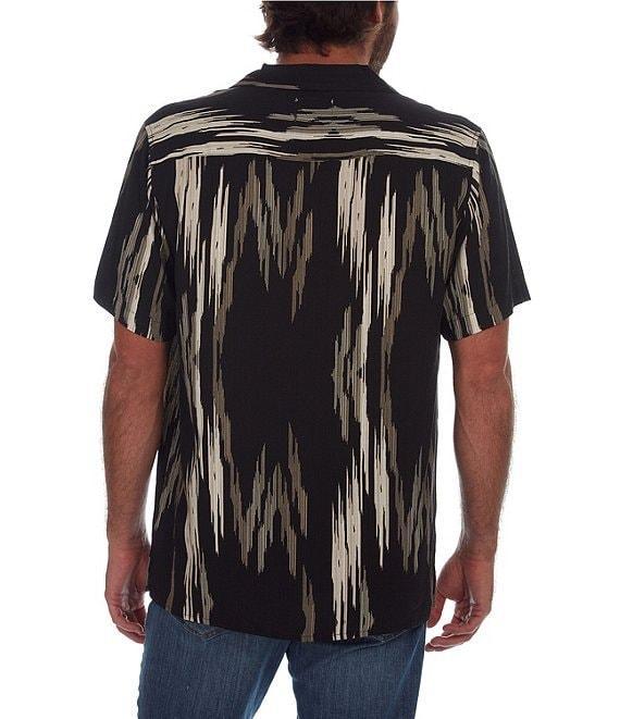 PX Clothing Short Sleeve Camp Neckline Vertical Zig-Zag Woven Shirt Product Image