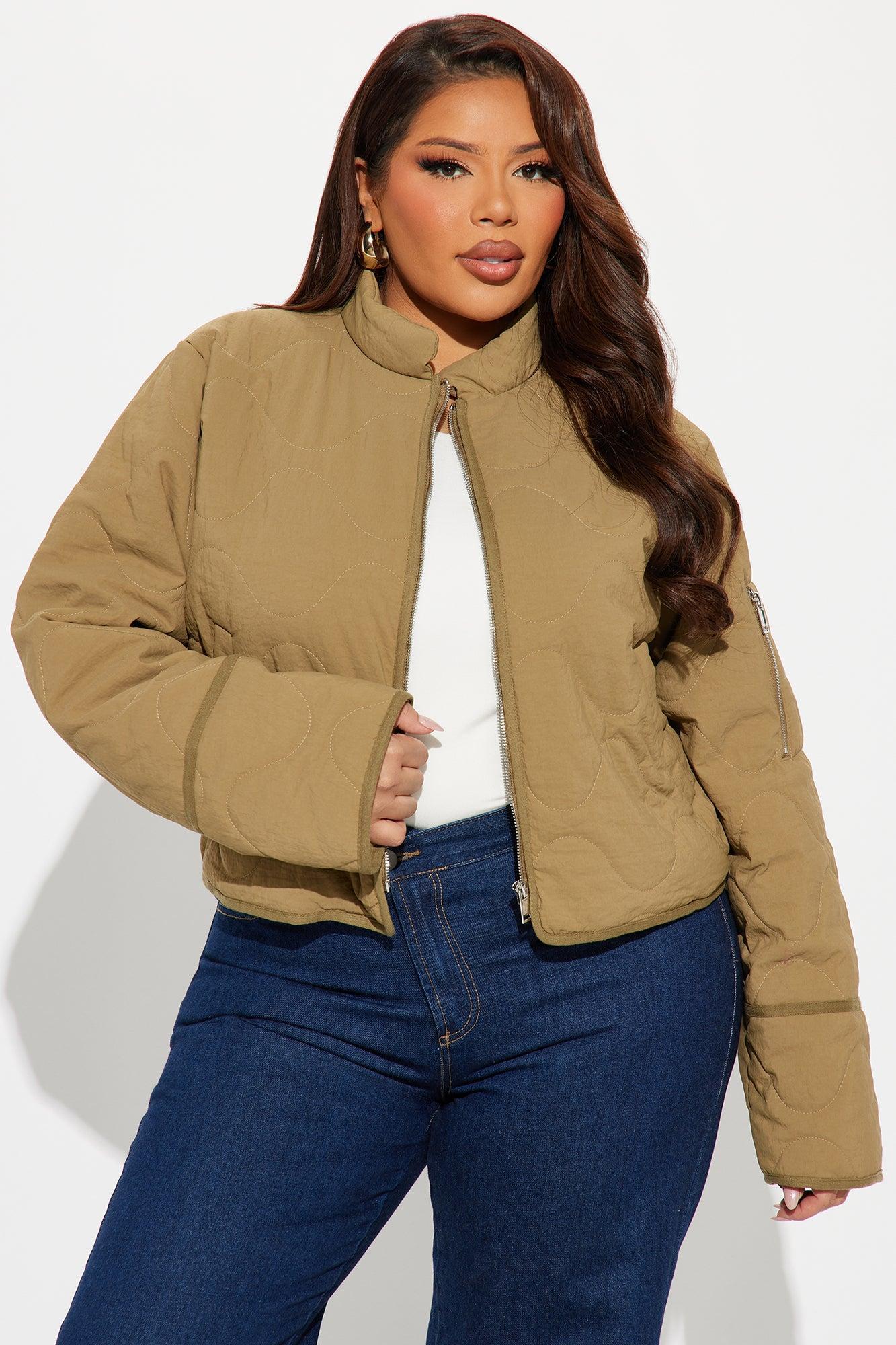 Chloe Quilted Lightweight Puffer Jacket - Khaki Product Image