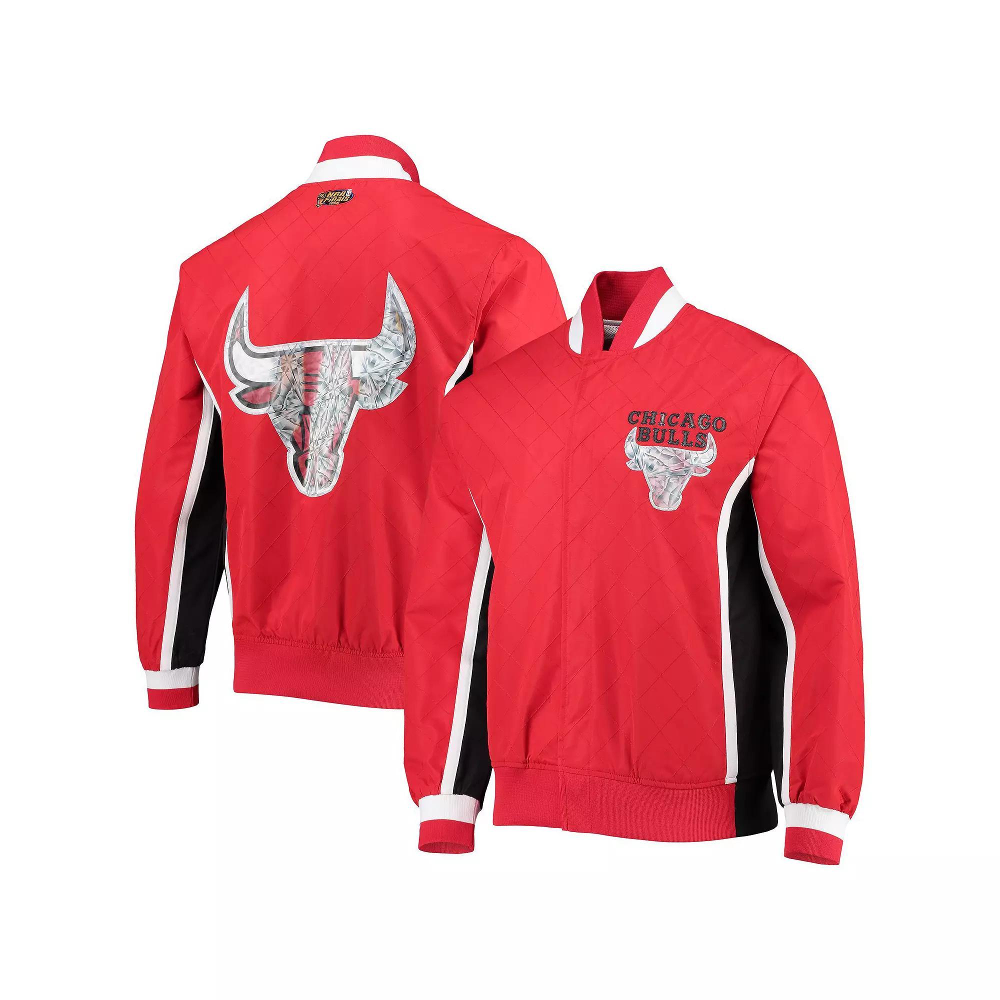 Men's Chicago Bulls Red Mitchell & Ness Hardwood Classics 75th Anniversary Authentic Warmup Full-Snap Jacket, Size: XL Product Image