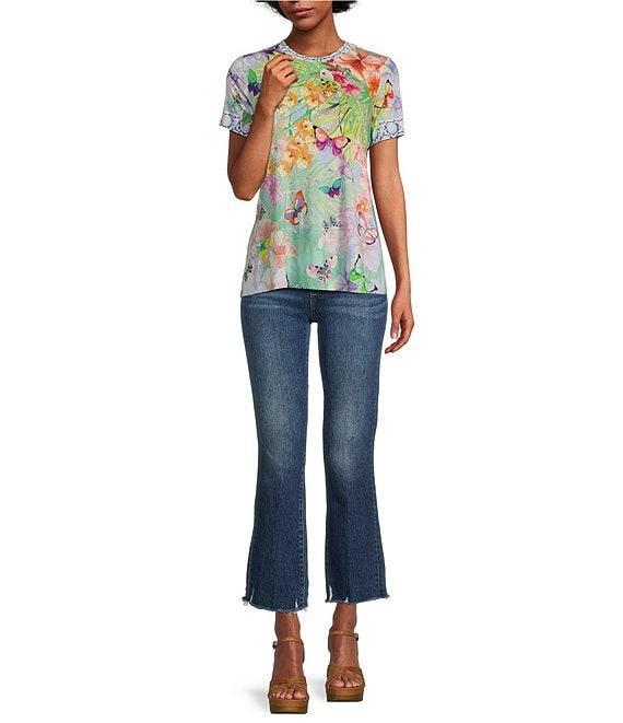 JOHNNY WAS Cozumel Favorite Bamboo Knit Printed Crew Neck Short Sleeve Tee Product Image