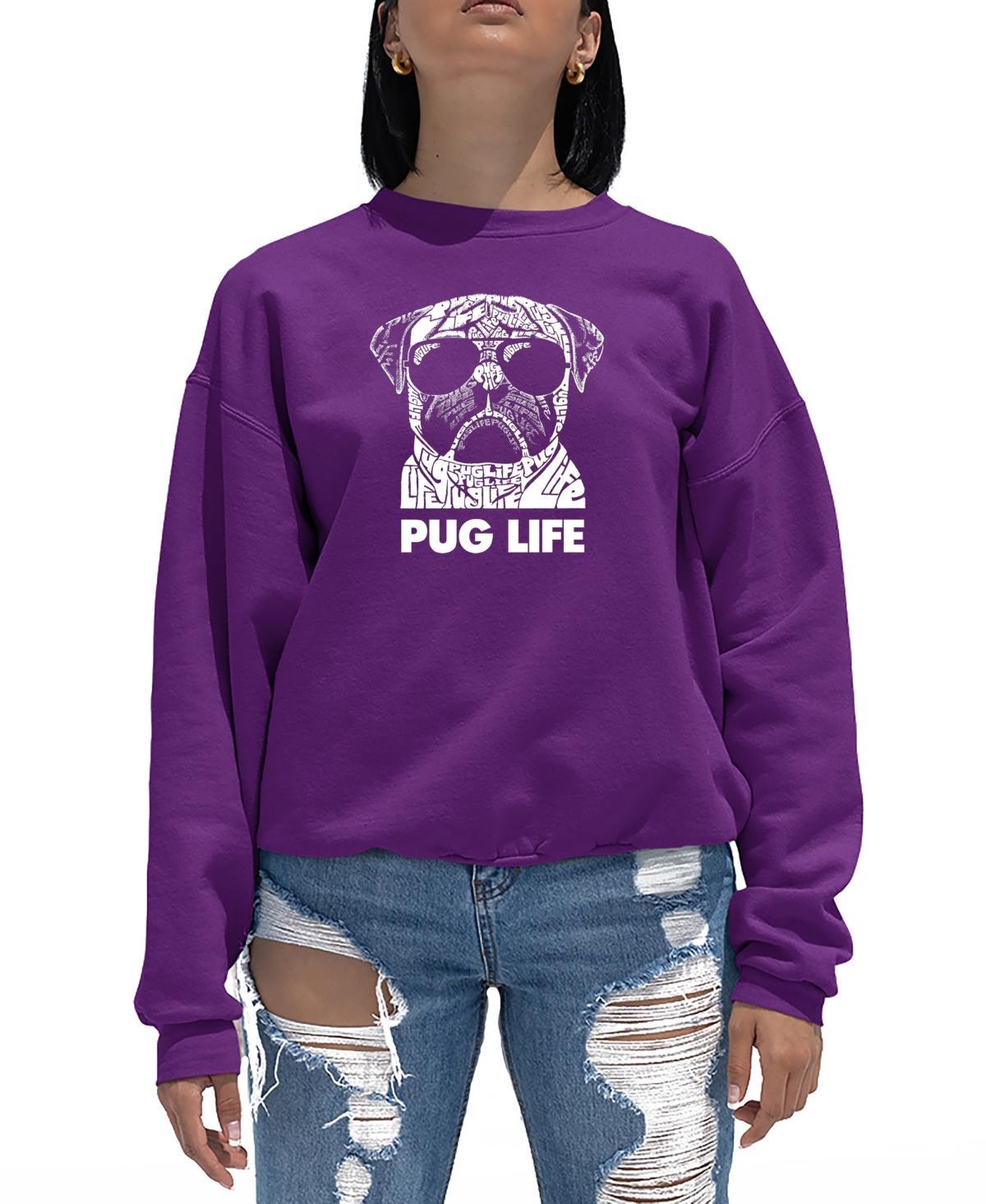 Womens Word Art Pug Life Crewneck Sweatshirt Product Image