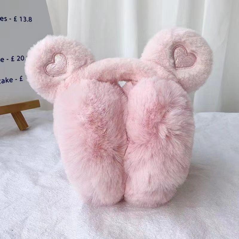 Heart Bear Ear Chenille Earmuffs Product Image