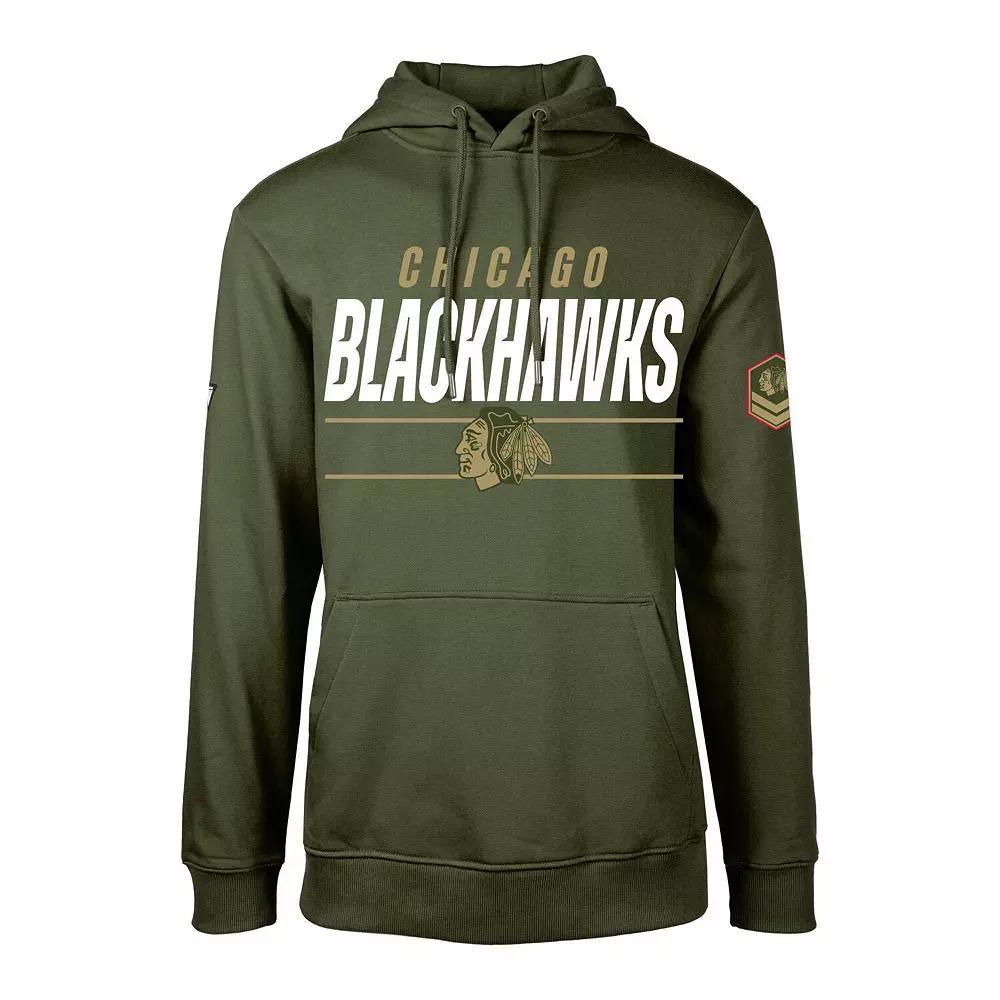 Men's Levelwear Olive Chicago Blackhawks Podium Fleece Pullover Hoodie, Size: Medium, Team Product Image