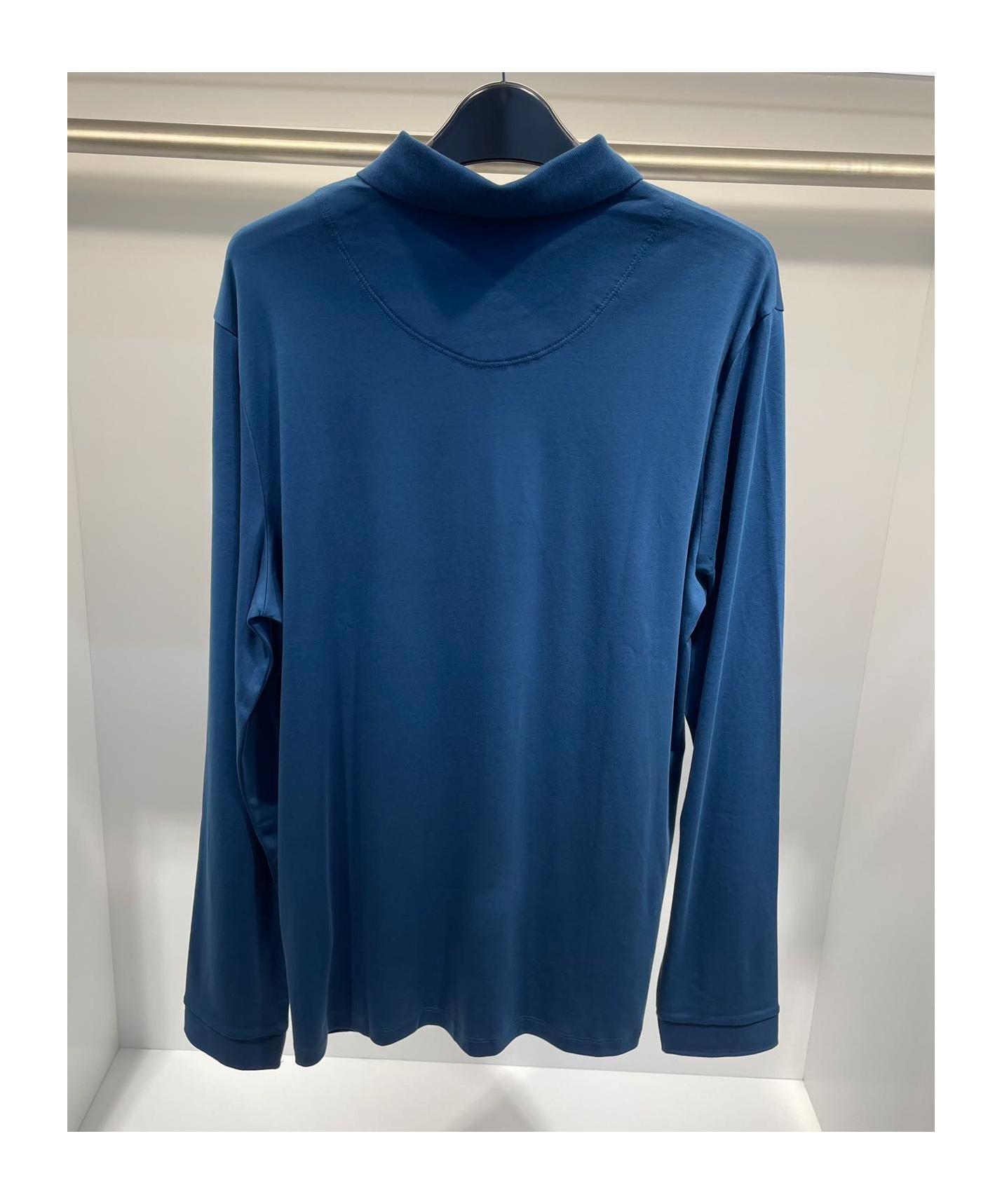 HUGO BOSS Logo Long-sleeved Polo Shirt In Blue Product Image