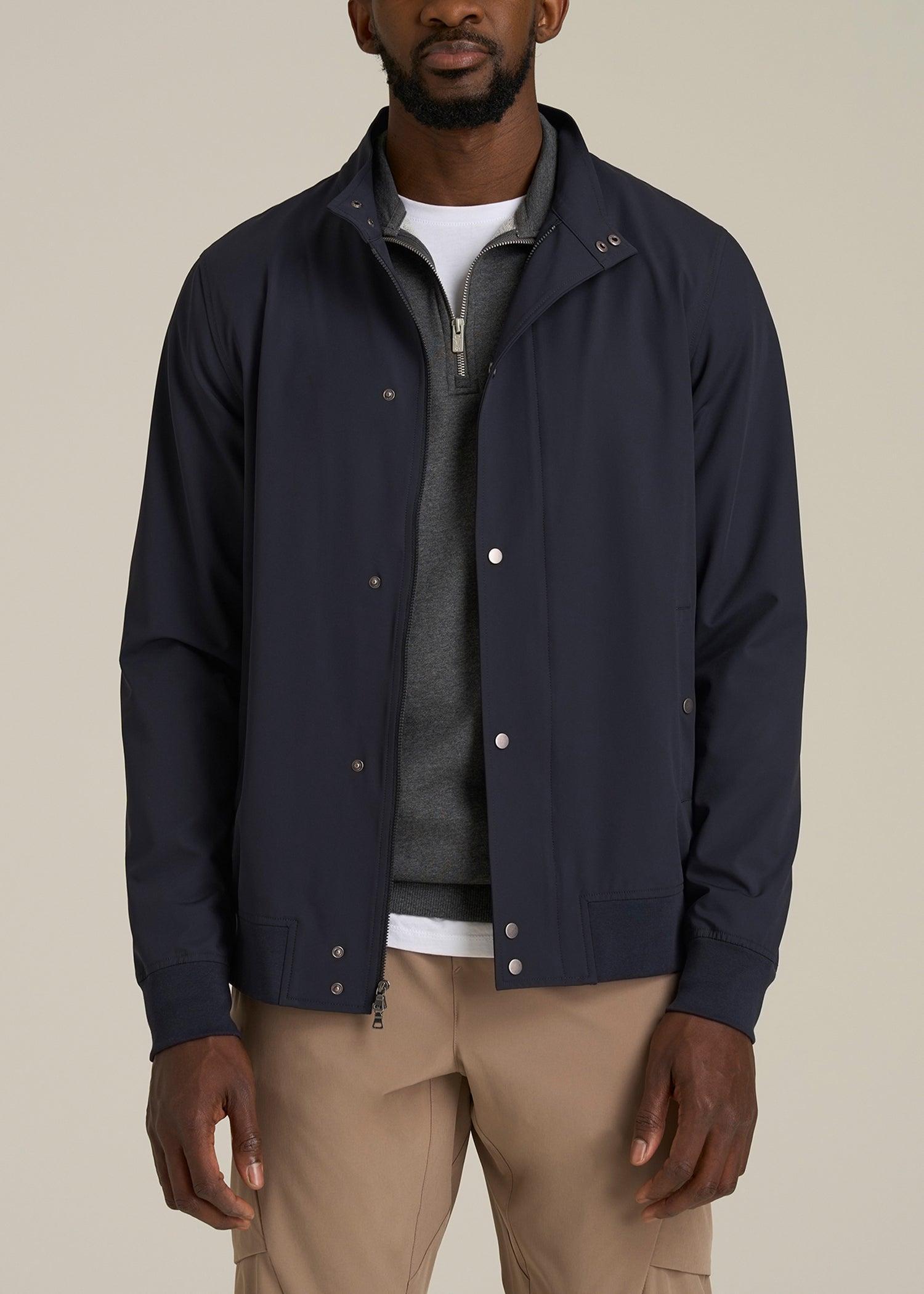 Motion Bomber Jacket for Tall Men in Deep Navy Product Image
