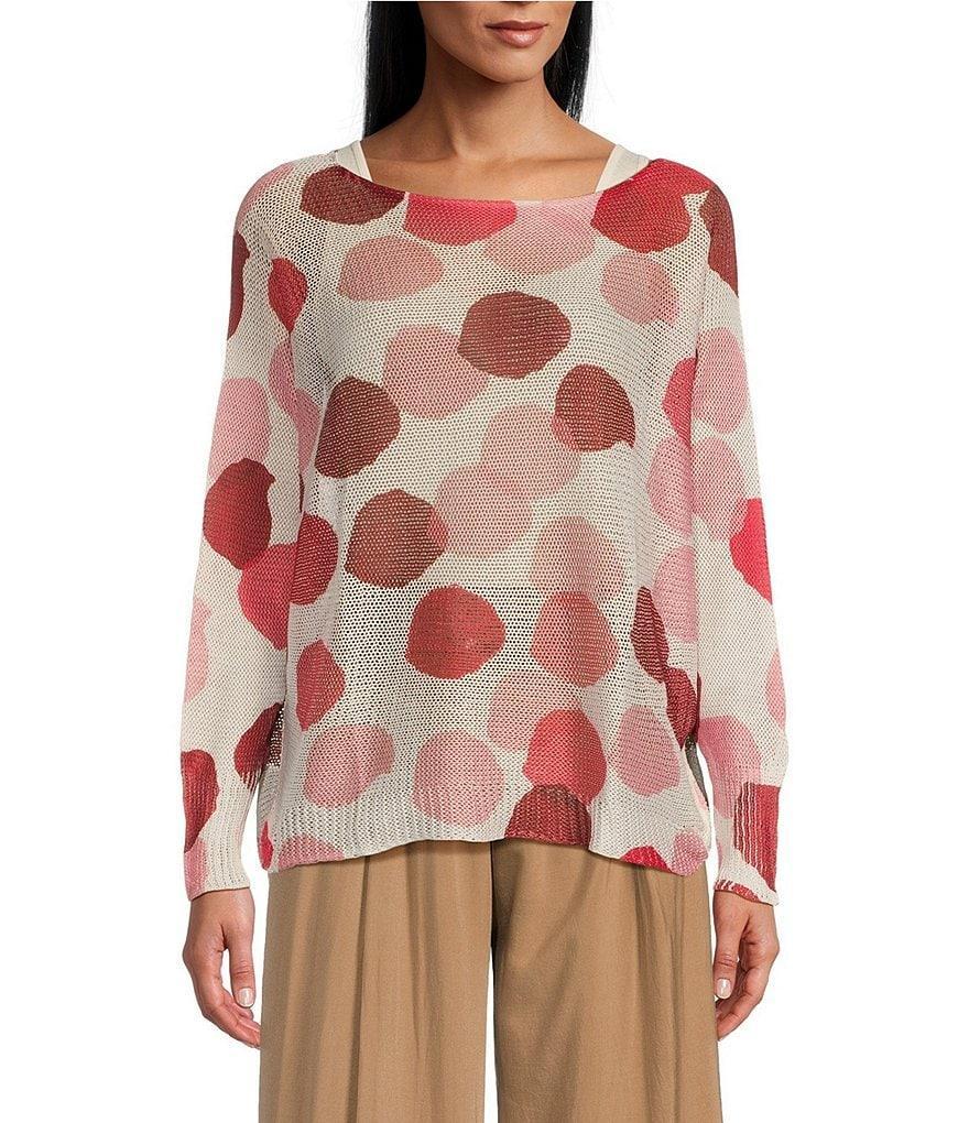 M Made in Italy Abstract Dot Print Long Sleeve Knit Top Product Image