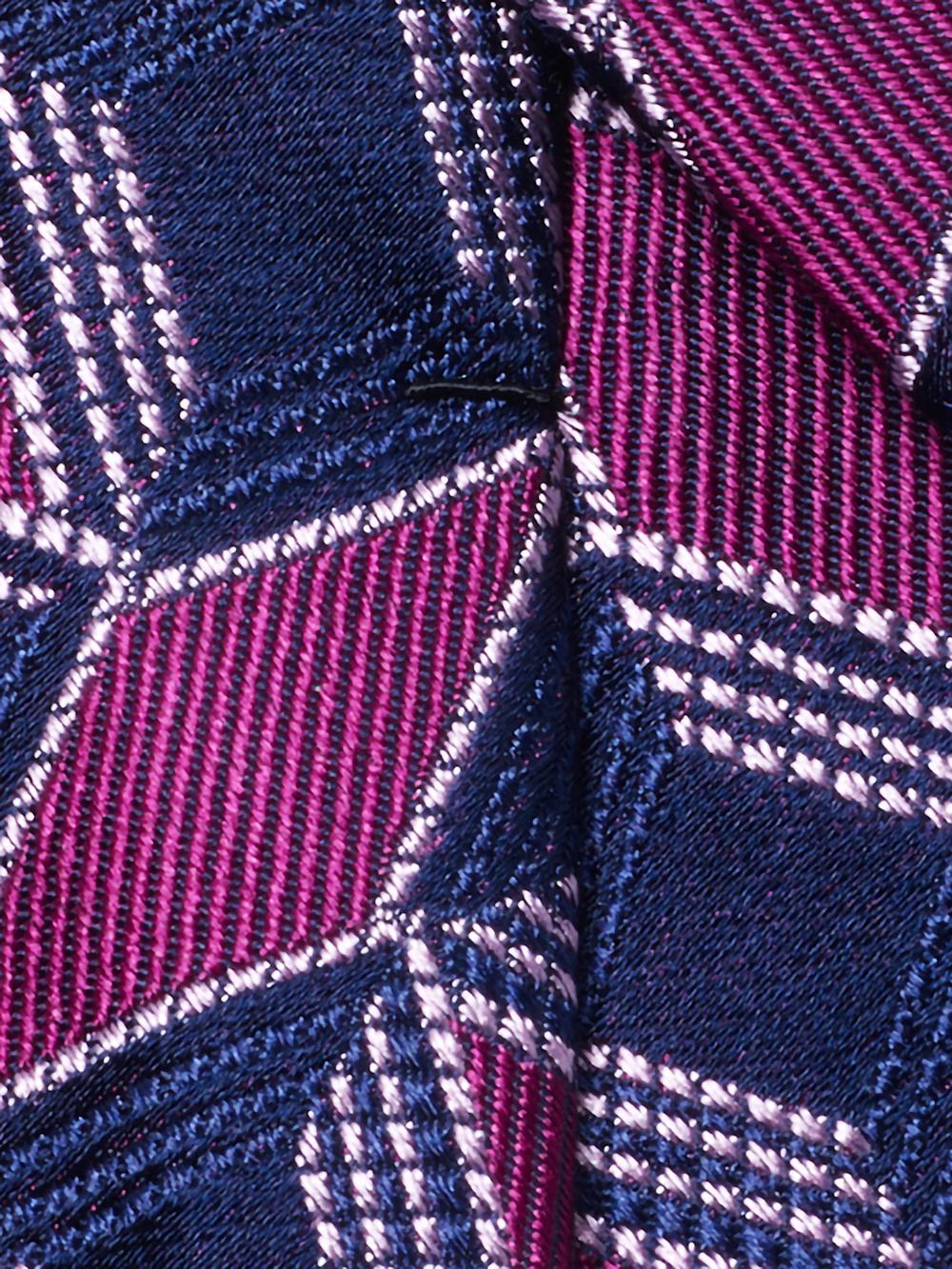 Geometric Woven Silk Tie - Berry/navy Product Image