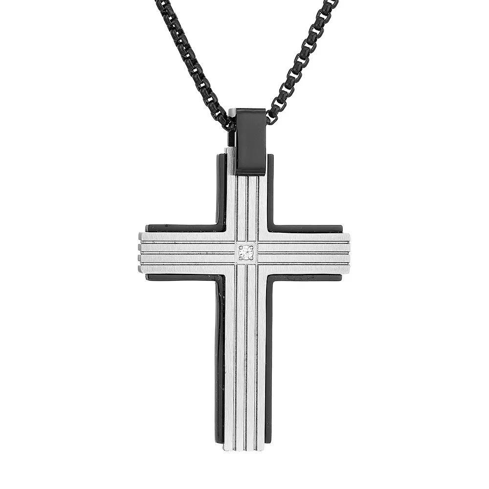 Men's LYNX Two Tone Stainless Steel Cross Pendant Necklace, Size: 24" Product Image