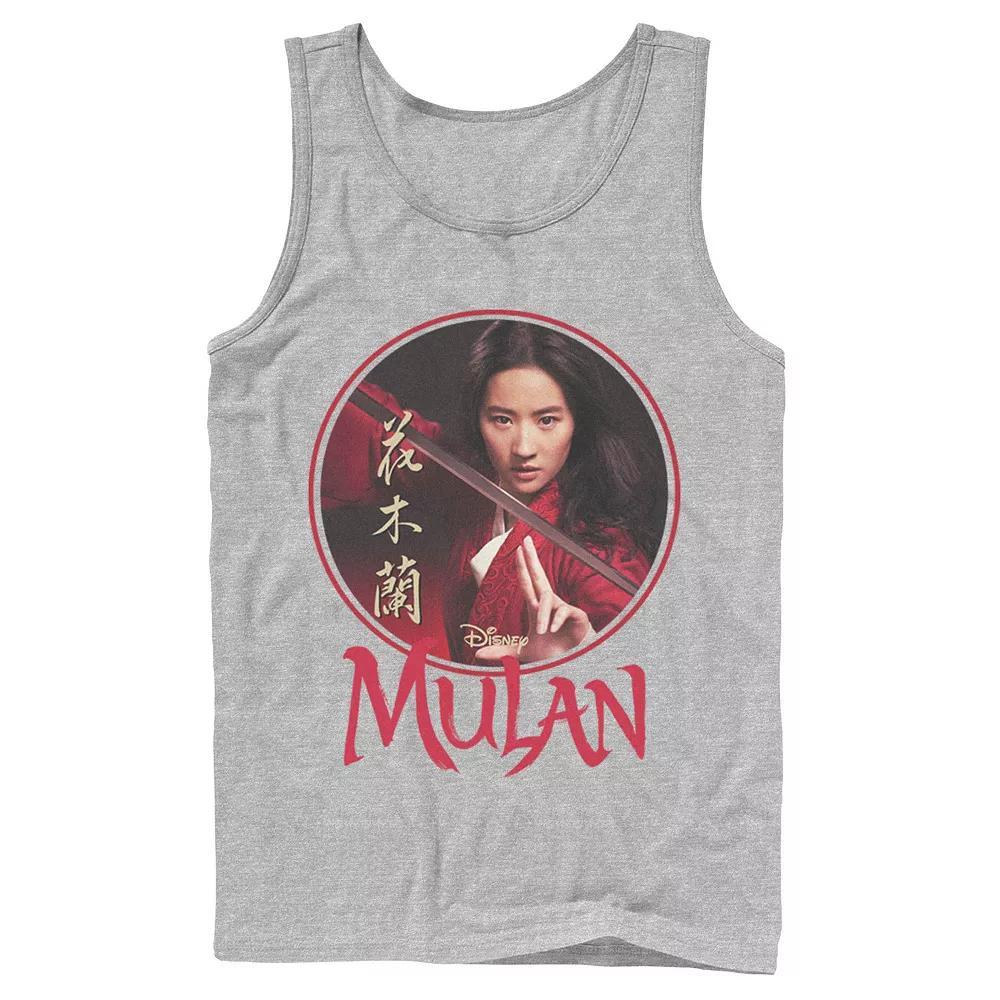 Men's Disney Mulan Live Action Mulan Circle Portrait Logo Tank Top, Size: Large, Athletic Grey Product Image
