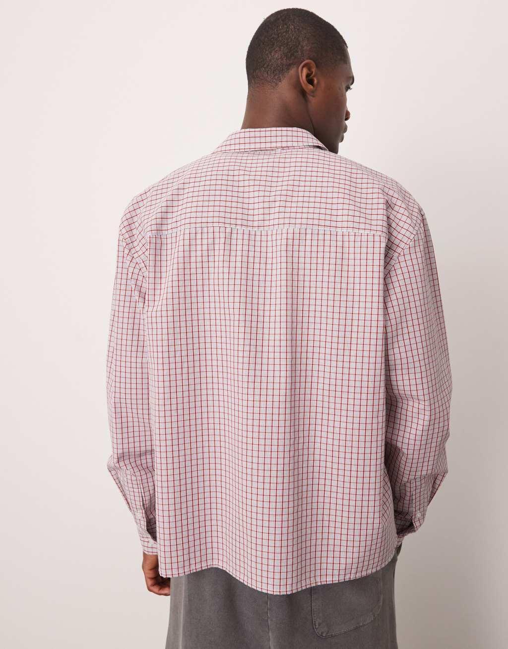 ASOS DESIGN boxy oversized plaid shirt in blue Product Image