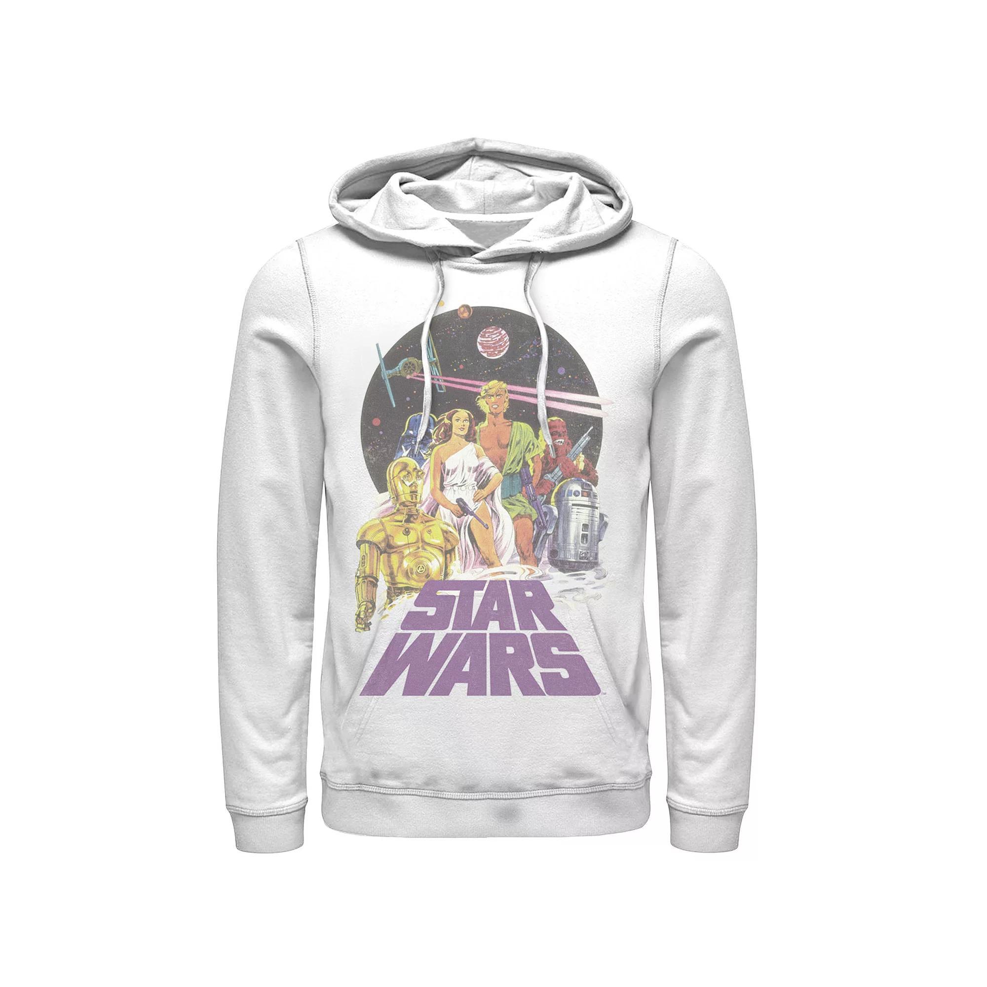 Men's Star Wars Group Shot Battle Logo Hoodie, Size: XL, White Product Image