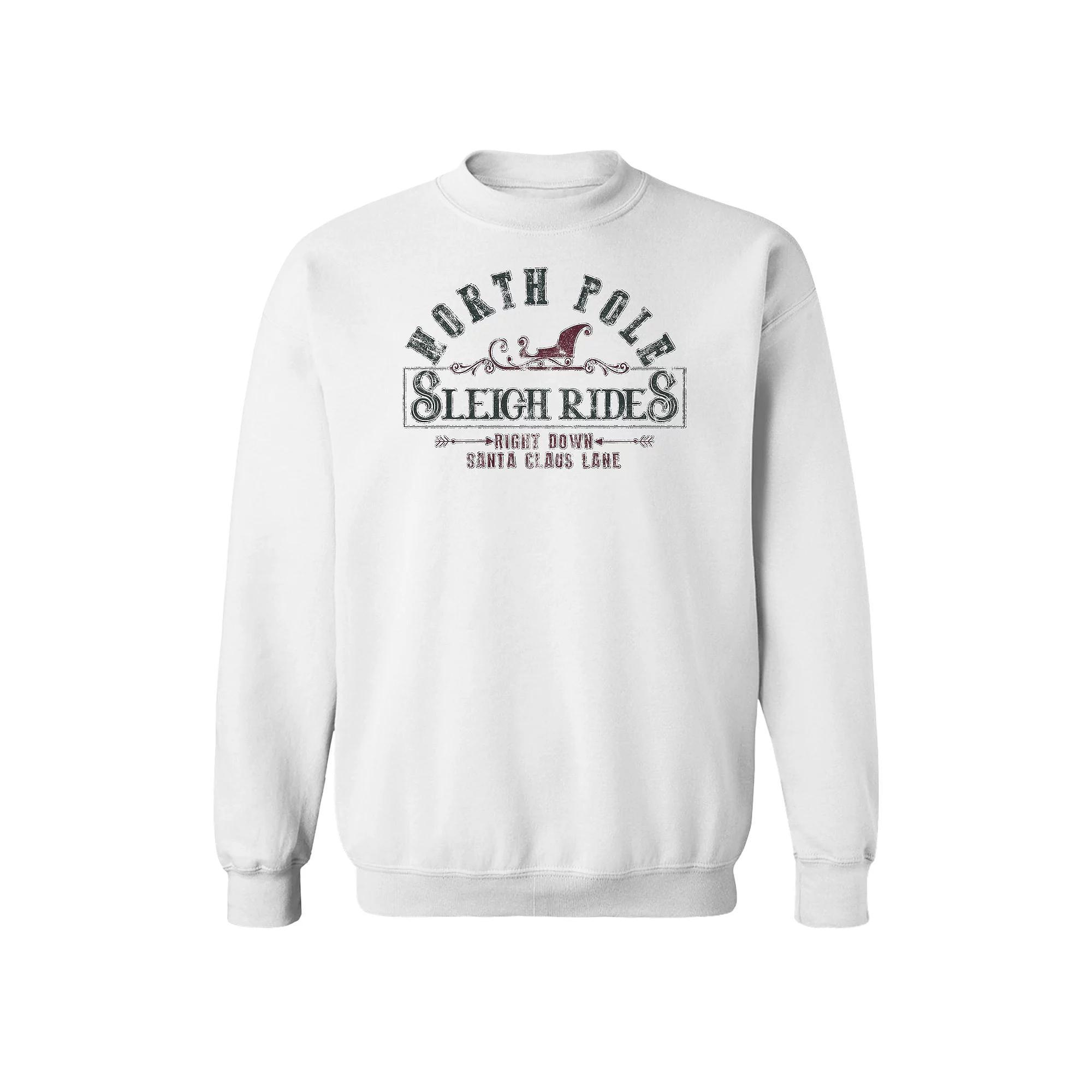 Men's North Pole Sleigh Fleece Sweatshirt, Women's, Size: XL, White Product Image