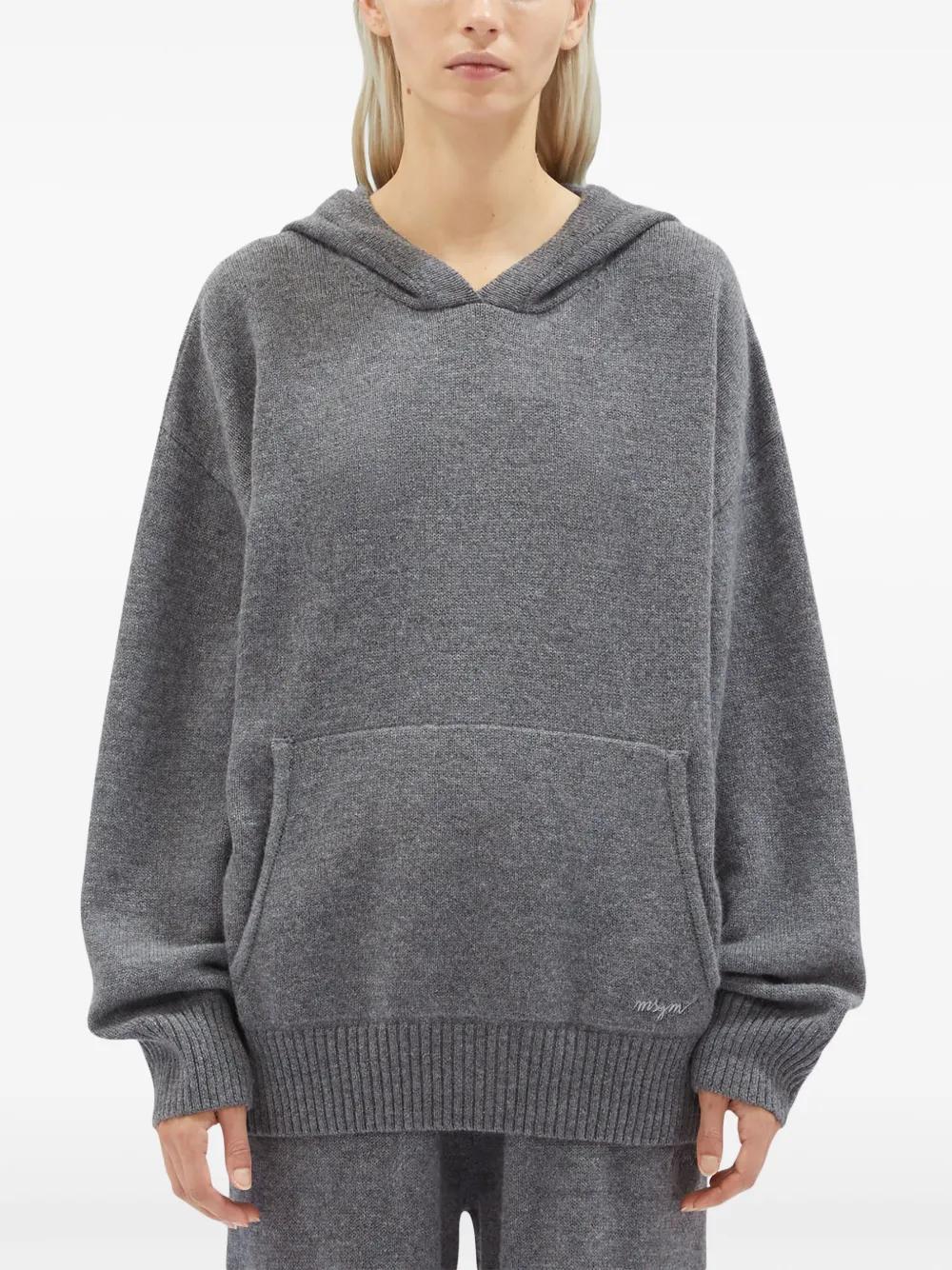 MSGM Embroidered-logo Knitted Sweatshirt In Gris Product Image