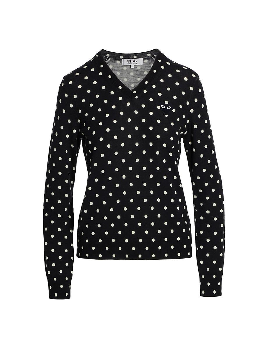 Womens Polka Dot Wool Knit Sweater Product Image