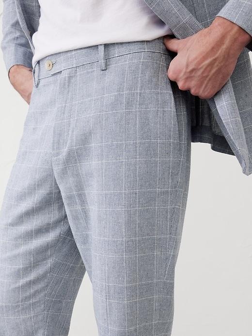 Tailored-Fit Linen-Blend Blue Glen Plaid  Suit Trouser Product Image