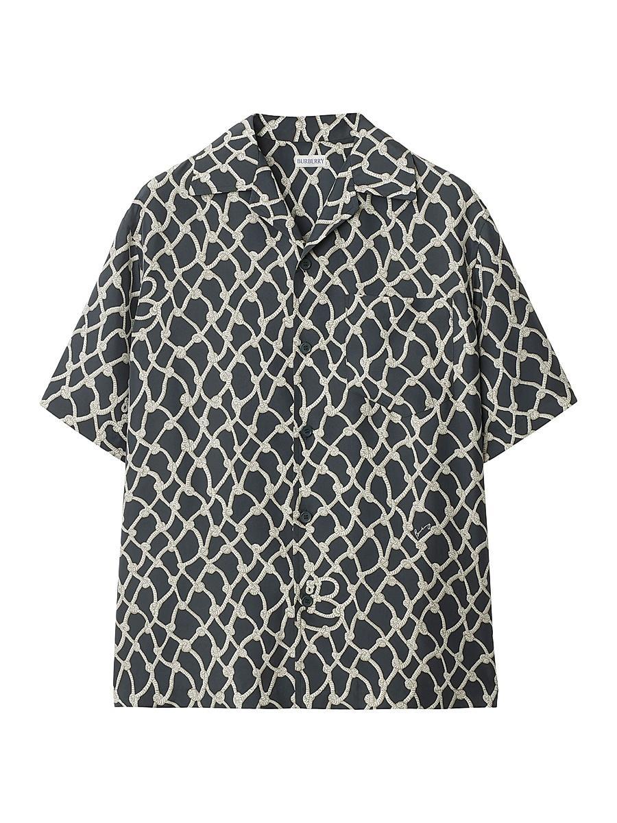 Mens Knot Printed Silk Camp Shirt Product Image