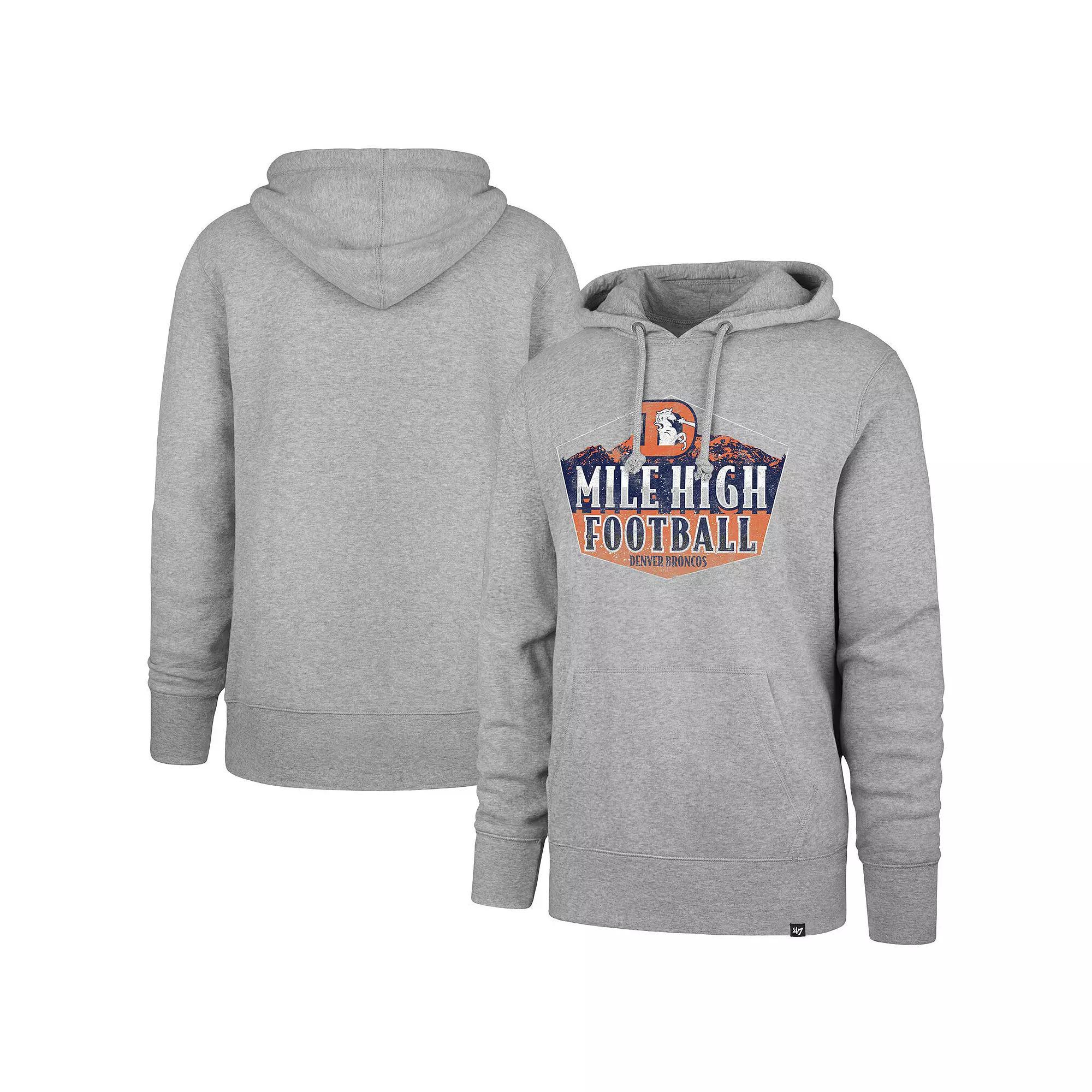 Men's '47  Gray Denver Broncos Headline Pullover Hoodie, Size: Large, Grey Product Image