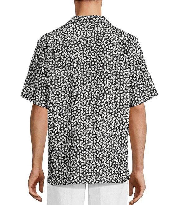 Caribbean Big & Tall Mini Shell Print Short Sleeve Woven Camp Shirt Product Image