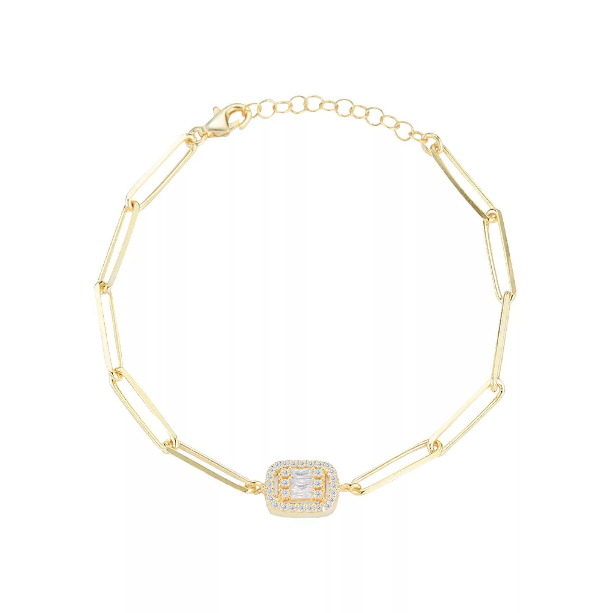 Sunkissed Sterling Cubic Zirconia Link Bracelet, Women's, Size: 7", Gold Tone Product Image